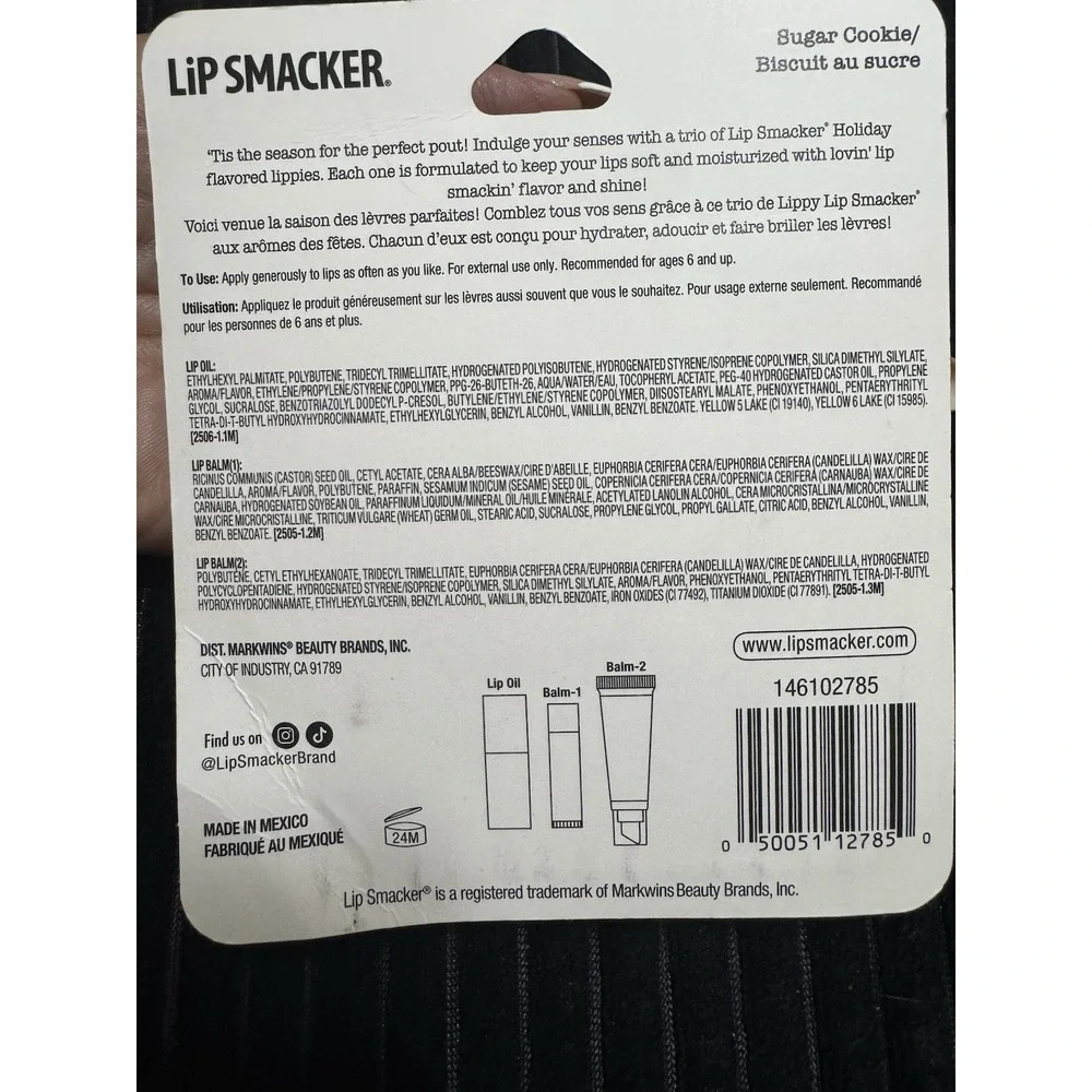 Lip‎ Smacker Sugar Cookie Lip Trio Set Lip Oil Balm Gift Set New Sealed